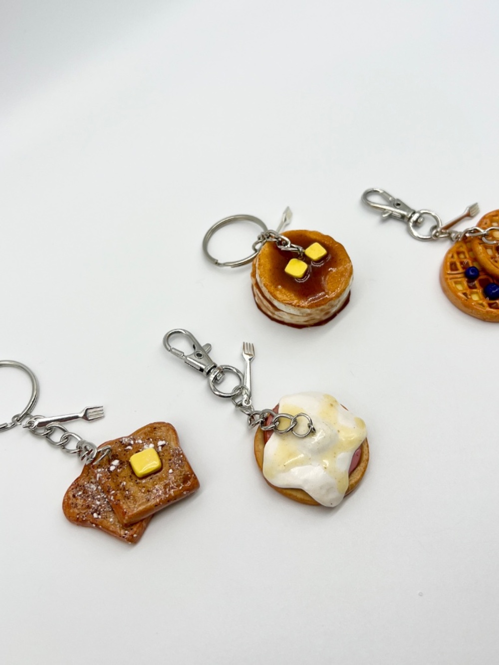 Breakfast Food Keychain or Bag Clip – Pancakes, Waffles, French Toast, Eggs Bene - Picture 6 of 16